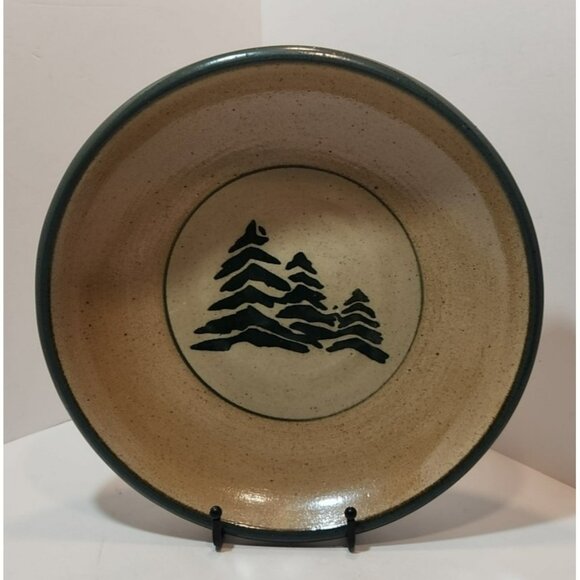 Monroe Salt Works 12" Pasta Serving Bowl Pine Trees Tan Green Discontinued - Picture 1 of 10